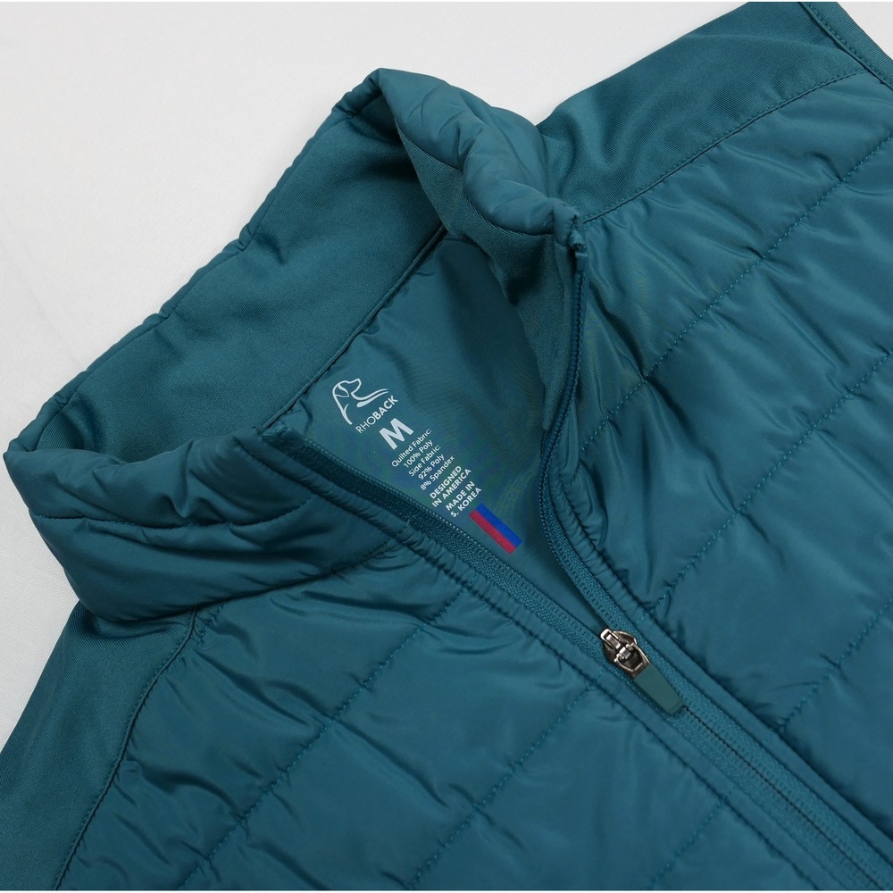Rhoback Mens M Performance Quilted Vest Green Full Zip Golf Fulton Hybrid